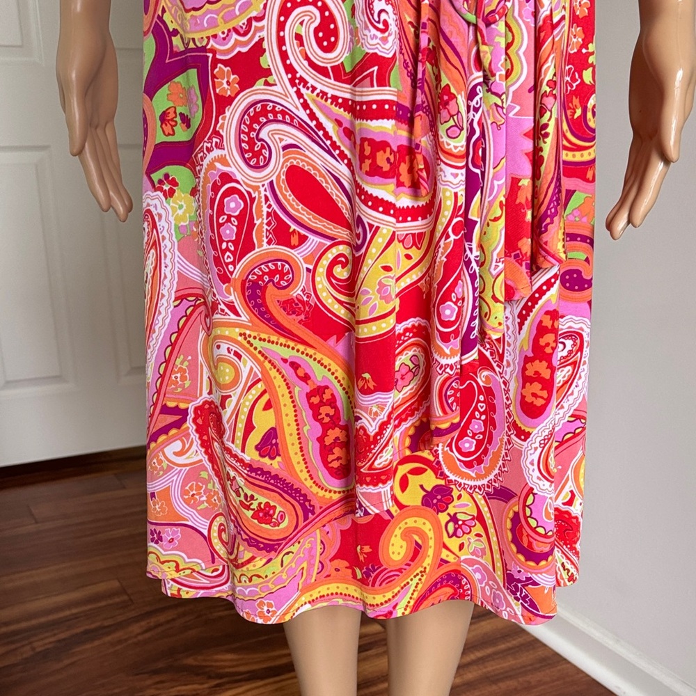 Chaps Pink Paisley Wrap-Style Midi Dress - Picture 4 of 5